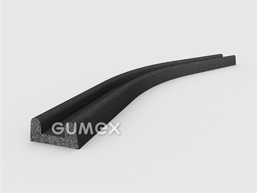"U" mikroporöses Gummiprofil, 8x17,5/8,5mm, 500kg/m3, EPDM, -30°C/+80°C, schwarz, 